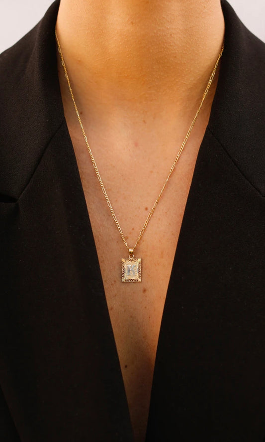 “I’ve been framed” initial necklace