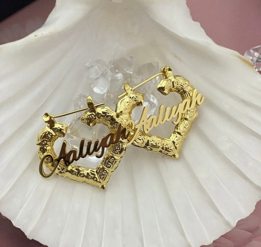 Small heart bamboo hoop earrings (kids)