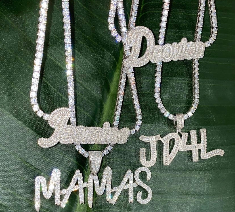 Cursive name tennis necklace