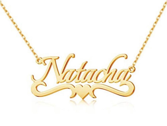 Name heart ribbon necklace