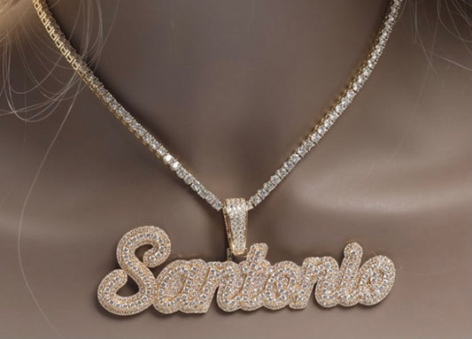 Cursive name tennis necklace